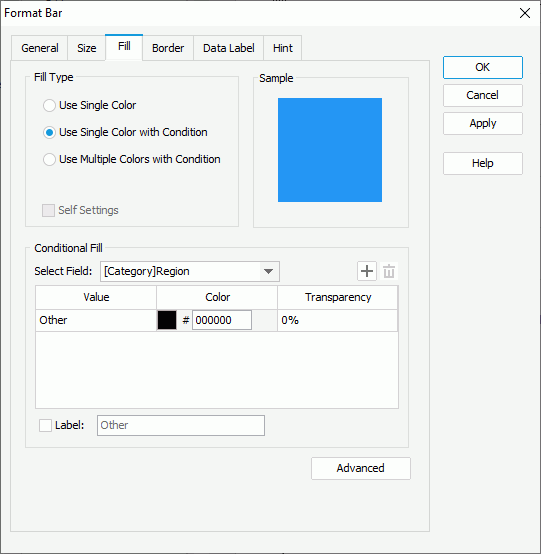 Format Line dialog box - Fill