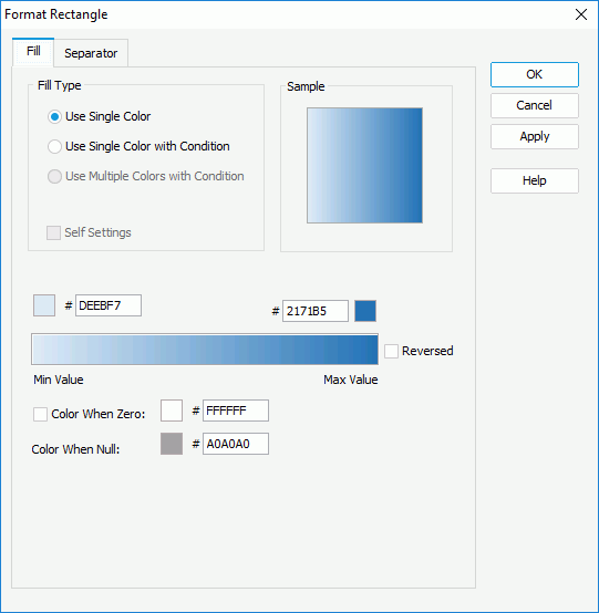 Format Rectangle dialog box - Fill