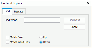 Find and Replace dialog box - Find