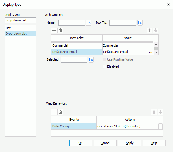 The Style Drop-down List