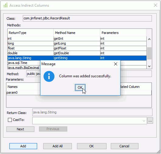 Define Access Indirect Columns