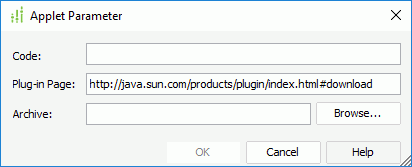 Applet Parameter dialog box