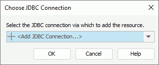 Choose JDBC Connection dialog box