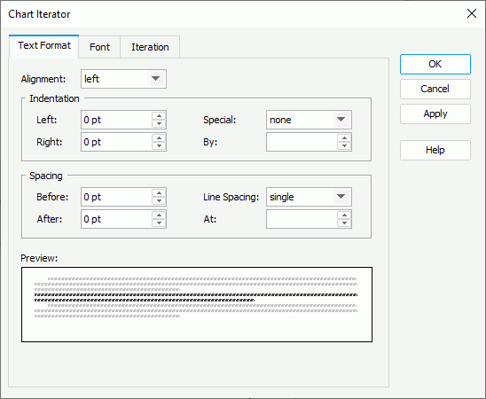 Chart Interator dialog box - Text Format