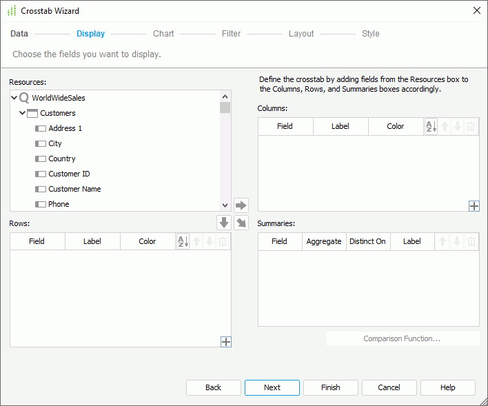 Crosstab Wizard - Display