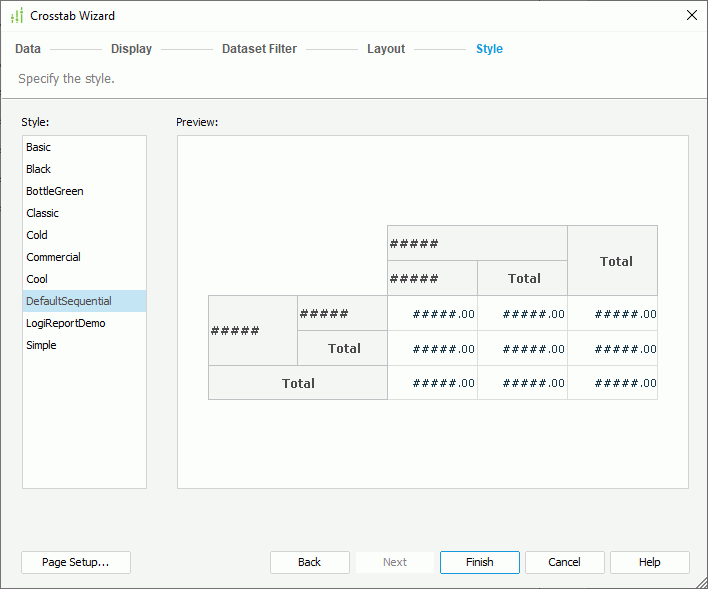 Crosstab Wizard - Style