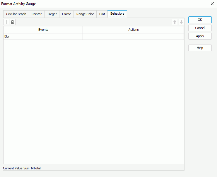 Format Activity Gauge dialog box - Behaviors