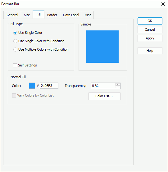 Format Bar dialog box - Fill