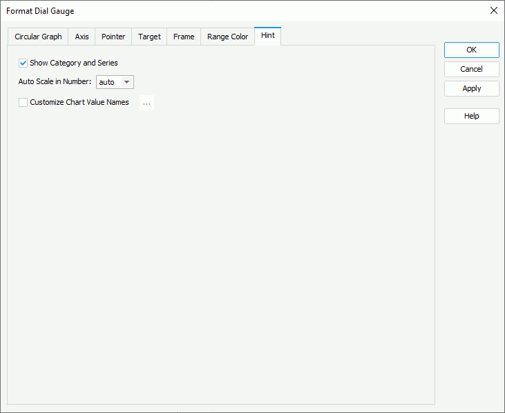 Format Dial Gauge dialog box - Hint