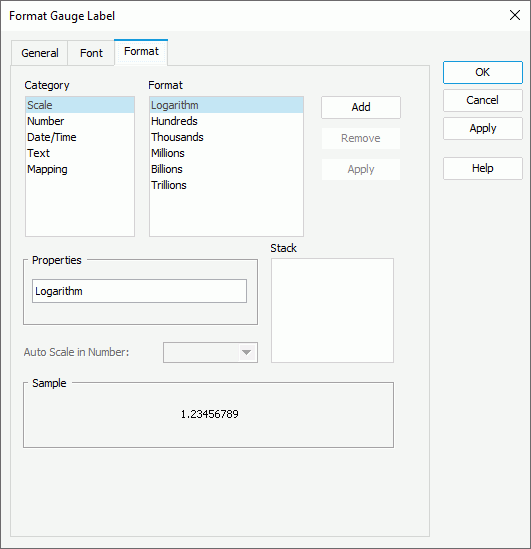 Format Gauge Label - Format