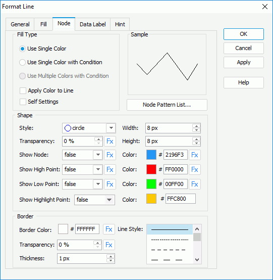 Format Line dialog box - Node