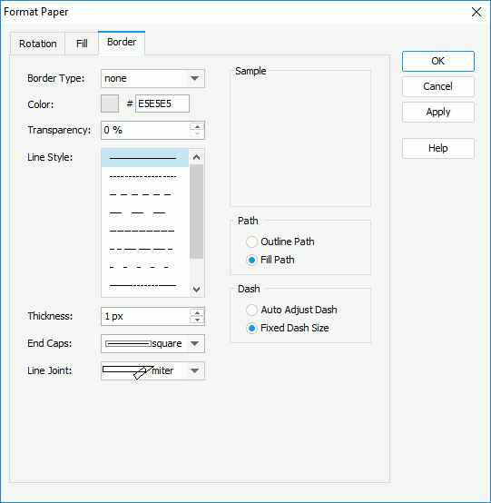 Format Paper dialog box - Border