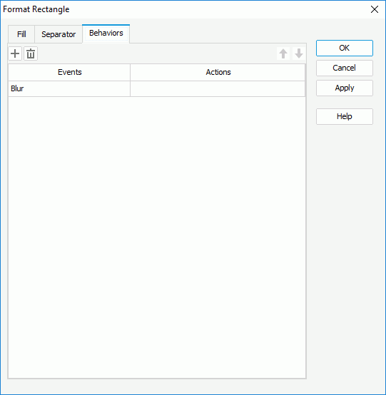 Format Rectangle dialog box - Behaviors