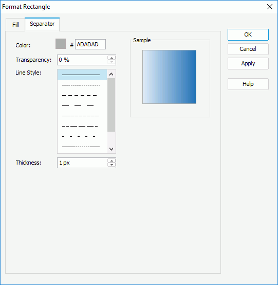 Format Rectangle dialog box - Separator