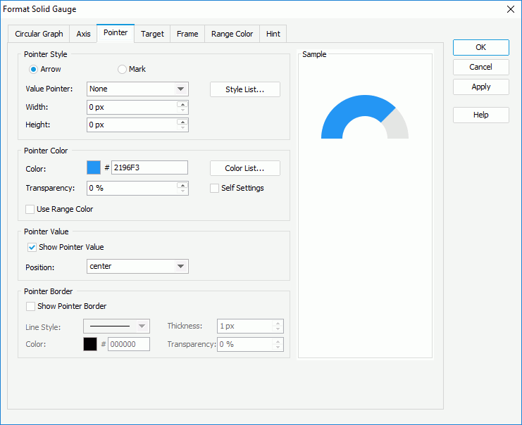 Format Solid Gauge dialog box - Pointer