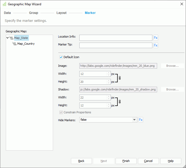 Geographic Map Wizard - Marker
