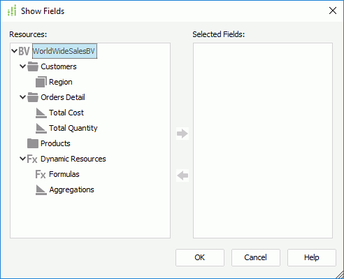 Show Fields dialog box