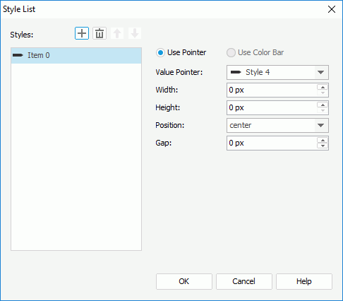 Style List dialog box for bar gauge