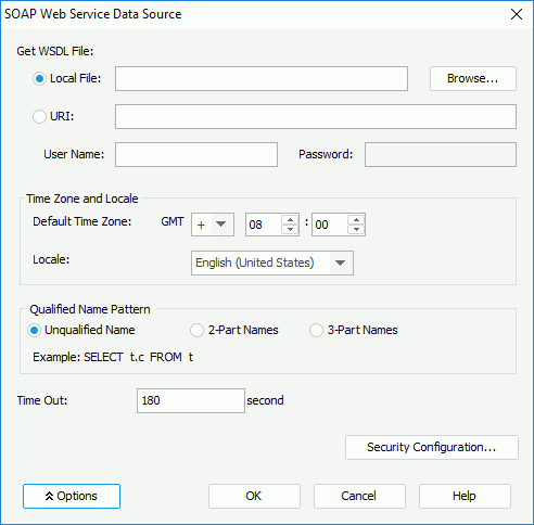 SOAP Web Service Data Source dialog box