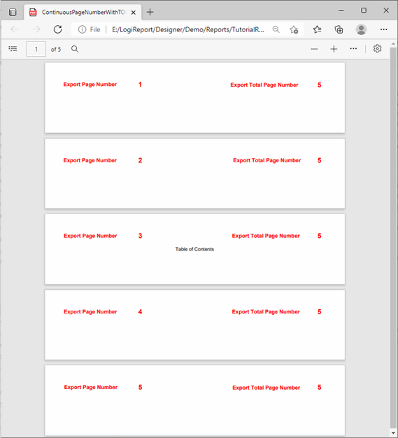 Continuous Page Number