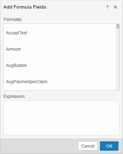 Add Formula Fields dialog box