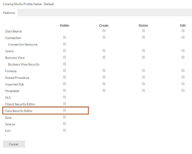 Control the Availability of the Data Security Editor in User Profiles