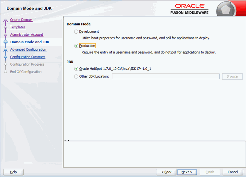 Domain Mode and JDK page