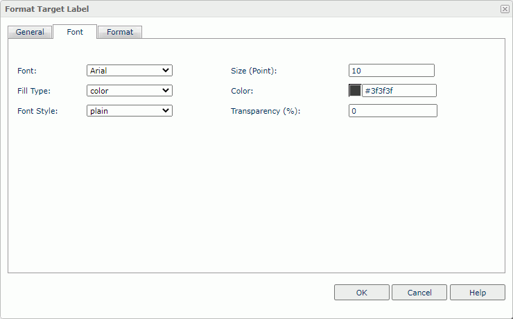 Format Target Label dialog box - Font