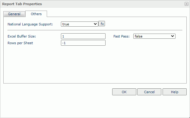 Report Tab Properties dialog box - Others tab