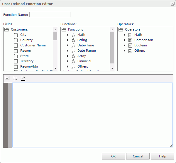 User Defined Function Editor