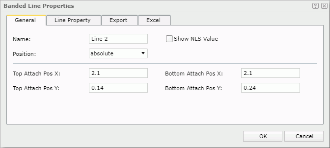 Banded Line Properties dialog box - General tab