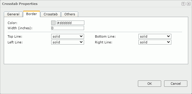 Crosstab Properties dialog - Border tab