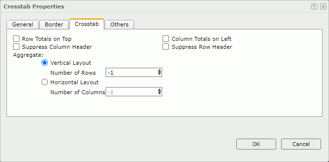 Crosstab Properties dialog - Crosstab tab