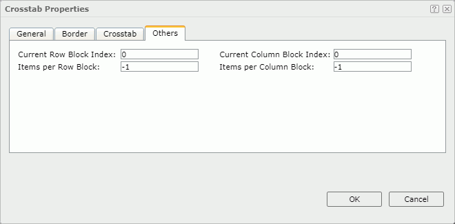 Crosstab Properties dialog - Others tab