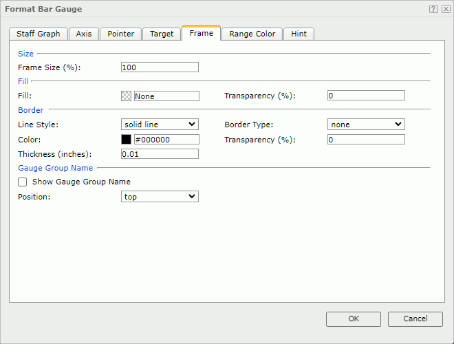 Format Bar Gauge dialog - Frame