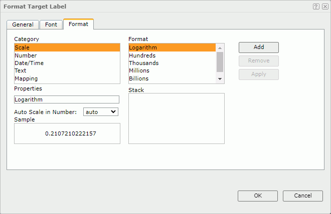 Format Target Label dialog box - Format