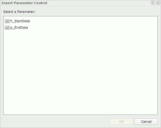 Insert Parameter Control dialog