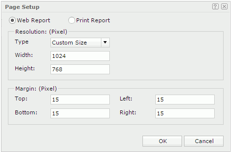 Page Setup dialog - Web Report