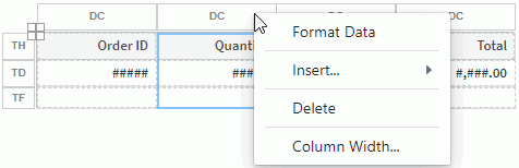 Right-click a Table Column